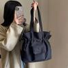 Drawstring Design Solid Color Women's Canvas Shoulder Bags Casual Simple Ladies Handbags Outdoor Sports Female Crossbody Bag