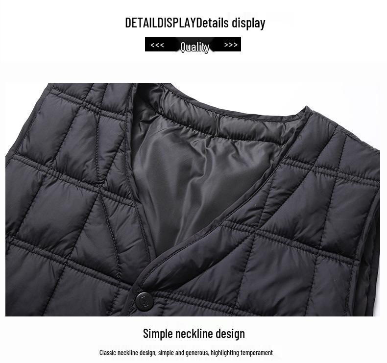 Leichte Stehkragen Daunenweste für Herren für Herbst/Winter – Ärmellose Jacke in Übergröße