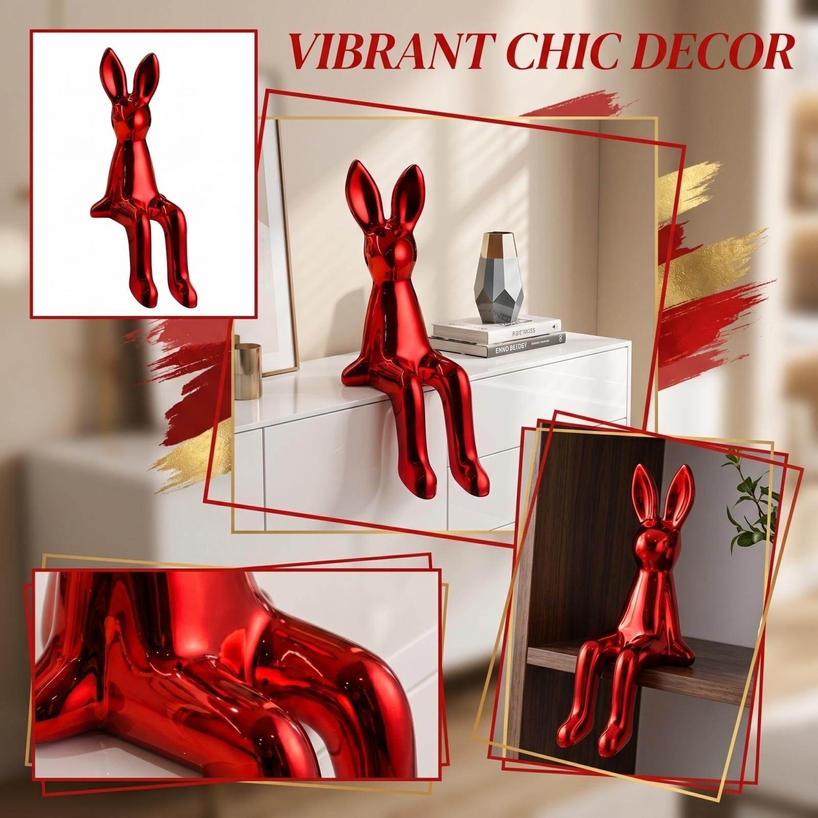 

Creative Modern Desktop Decorative Sculpture Abstract Sitting Bunny Figurine for Home Office Tabletop Accent Unique Artistic Ornament one size червоний