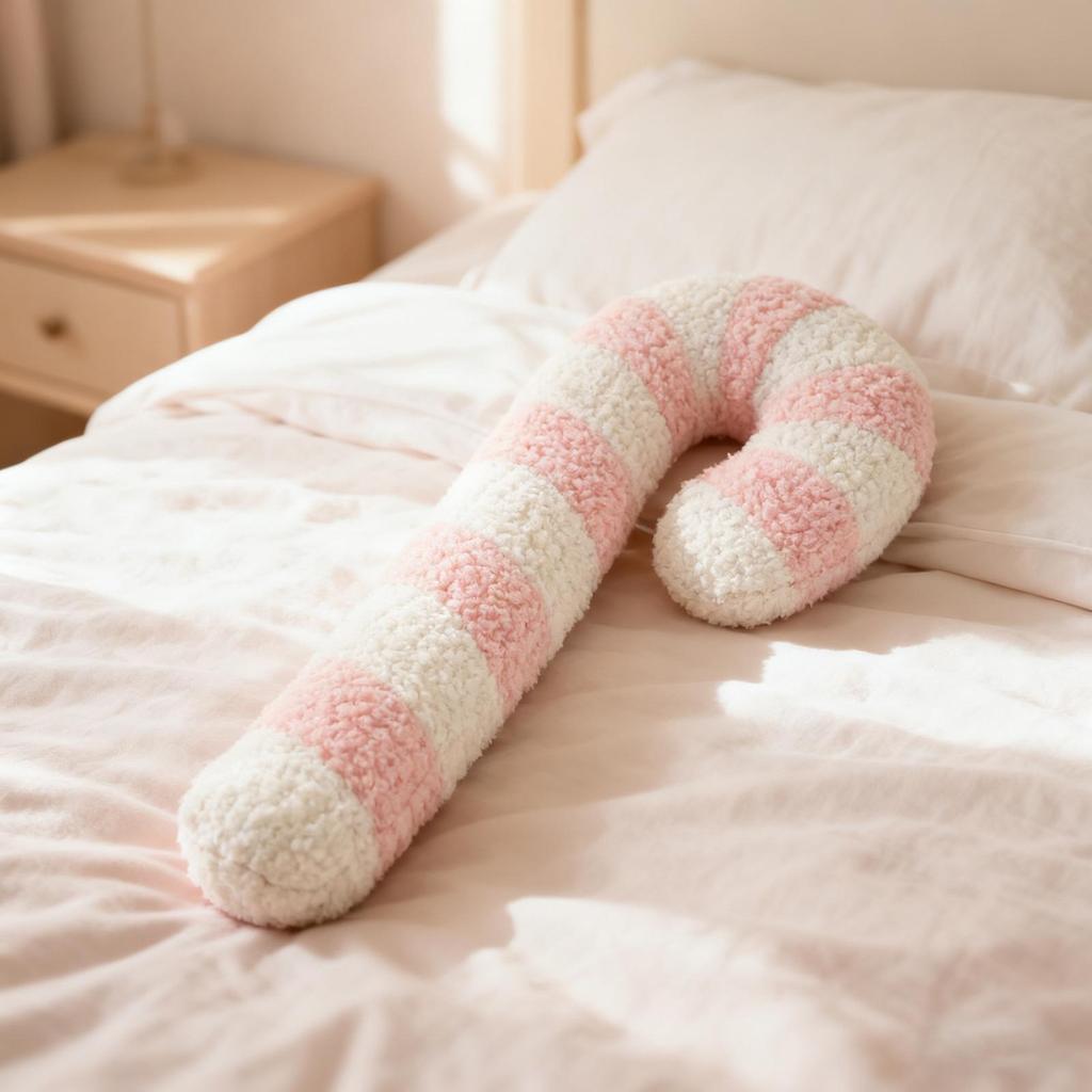 Christmas Cushion Soft Skin-Friendly Plush Cushion Decorative Candy Cane Throw Pillows for Chair Sofa Bedroom Living Room Dorm