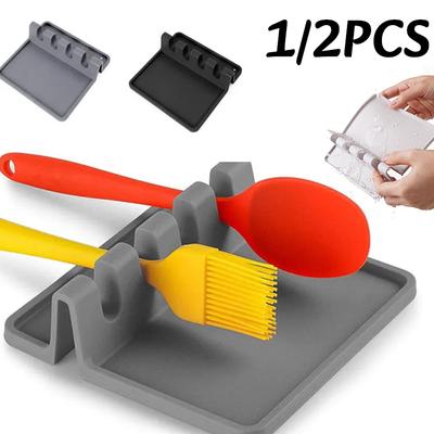 1/2pc Silicone Kitchenware Rack Heat-Resistant Spoon Spatula Shelf Kitchen Multifunctional Shelf Organizer Non-Slip Storage Pad
