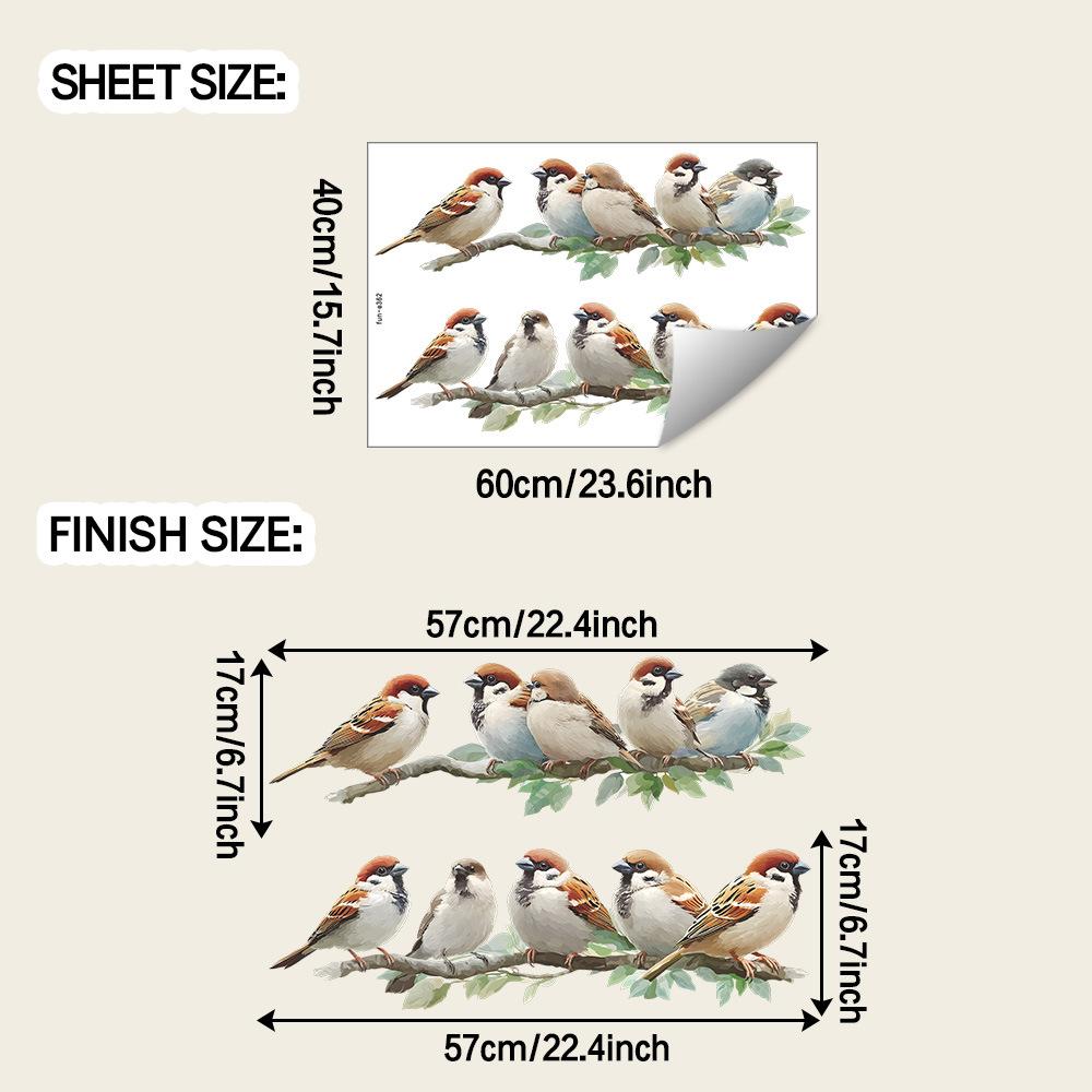 

Розфарбована Зграя Птахів Ресторан Дім Фон Декоративна Наклейка на Верхівці Гілки