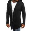 Camicetta da uomo a maniche lunghe con trench in tinta unita con cappuccio e cardigan