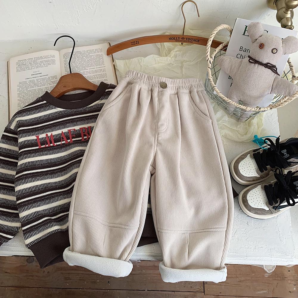 

Kino Boys Зимние Флисовые Прямые Повседневные Брюки - Толстые и Теплые 130cm