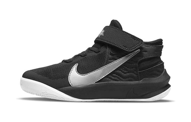 Nike Team Hustle D 10 Flyease Slip Resistant Cushioning Abrasion Resistant Mid top Children s Basketball Shoes DD7302-004 35