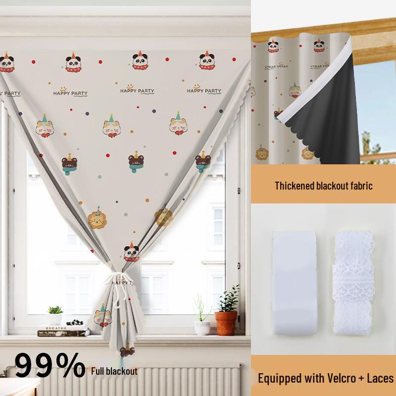 Easy-Install Blackout Curtain with Velcro for Bedroom & Balcony - Heat Insulation & Sun Protection