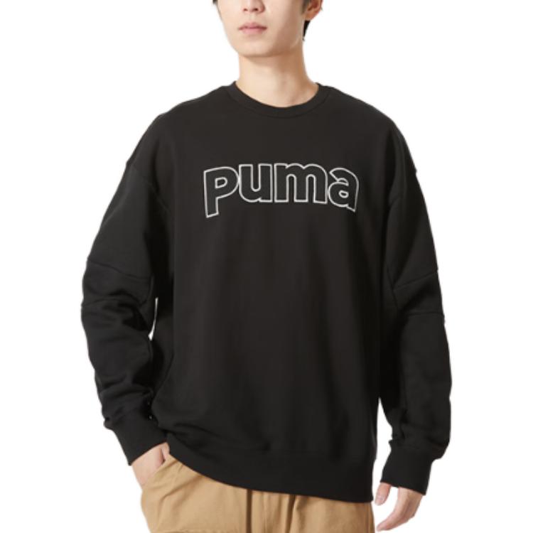 Puma Letter Print Casual Breathable Sports Crew Neck Sweatshirt Men sweatshirt Black 623427-01