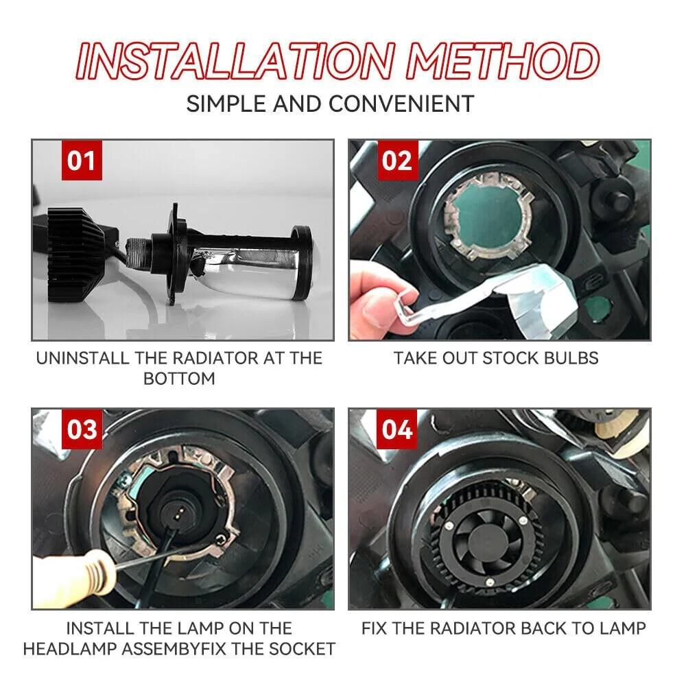 Y6 Projector Lens H4 White LED High/Low Beam Headlight Bulbs (universal)