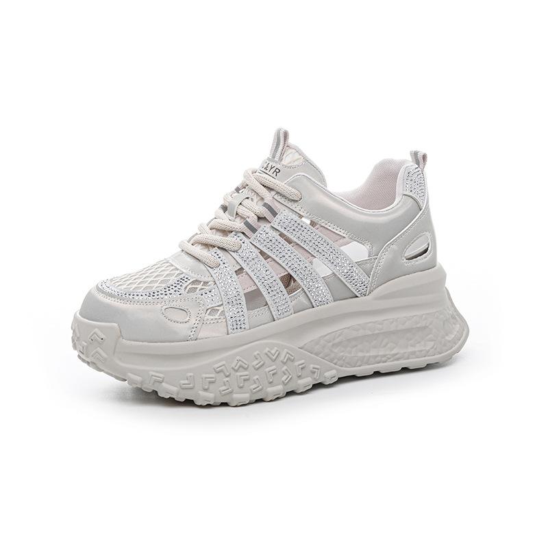 Dad shoes mesh breathable hollow women's 2025 new casual fashion sports explosion thick sole inner height increase women's shoes
