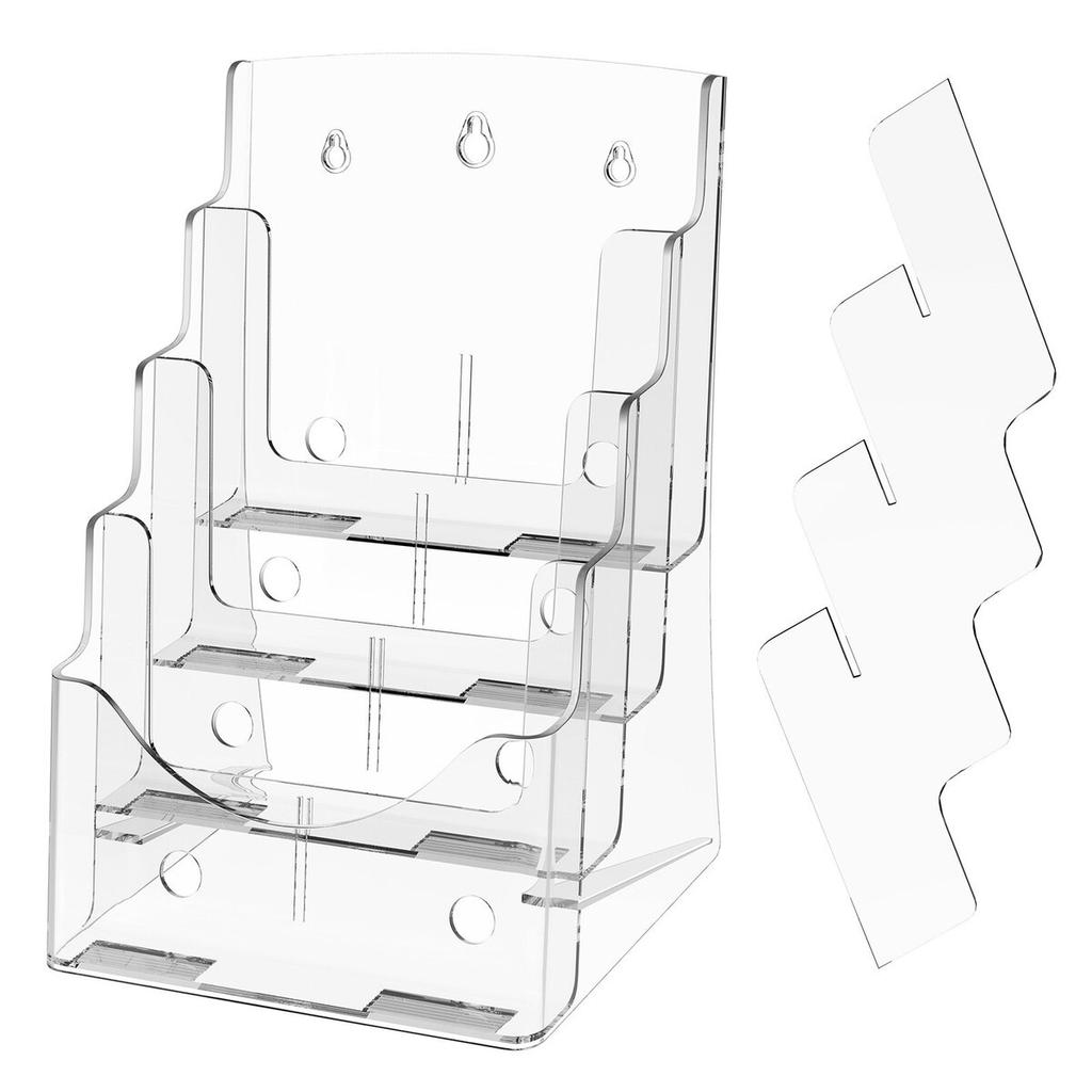 Acrylic Brochure Holder 8.5 X 11 Inch 4-Tier Literature Display Stand Rack