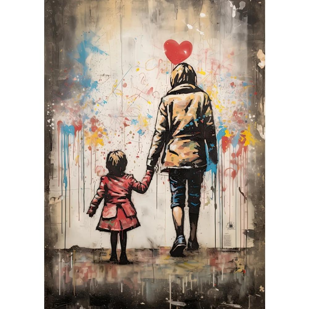 Pop Street Graffiti Wall Art Poster Banksy Ragazzo Ragazza con Palloncino su Tela Poster Stampe Pittura Soggiorno Decorazione Casa Regali