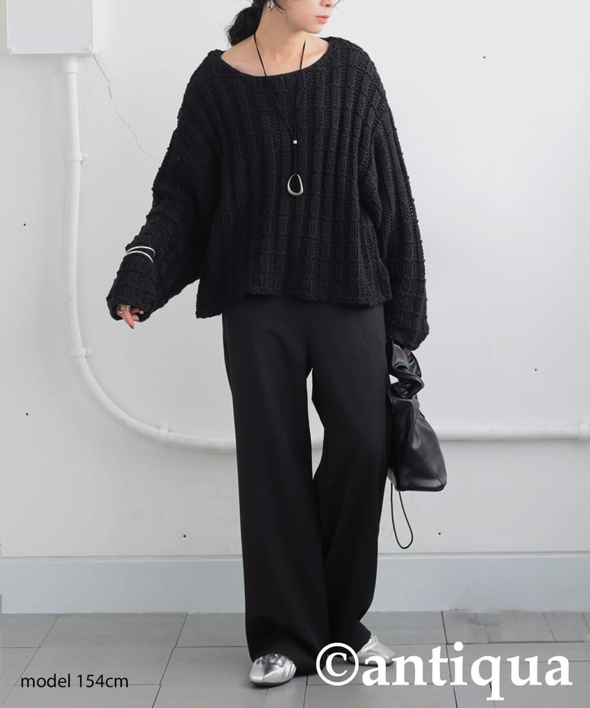 antiqua Long Short One Size Black Women's Low-Gauge Knit, Sleeve, Length, PN-00525, 05,