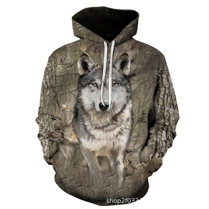 Winter Animal Print Hoodie Men Women Casual Loose Fit Sweatshirt