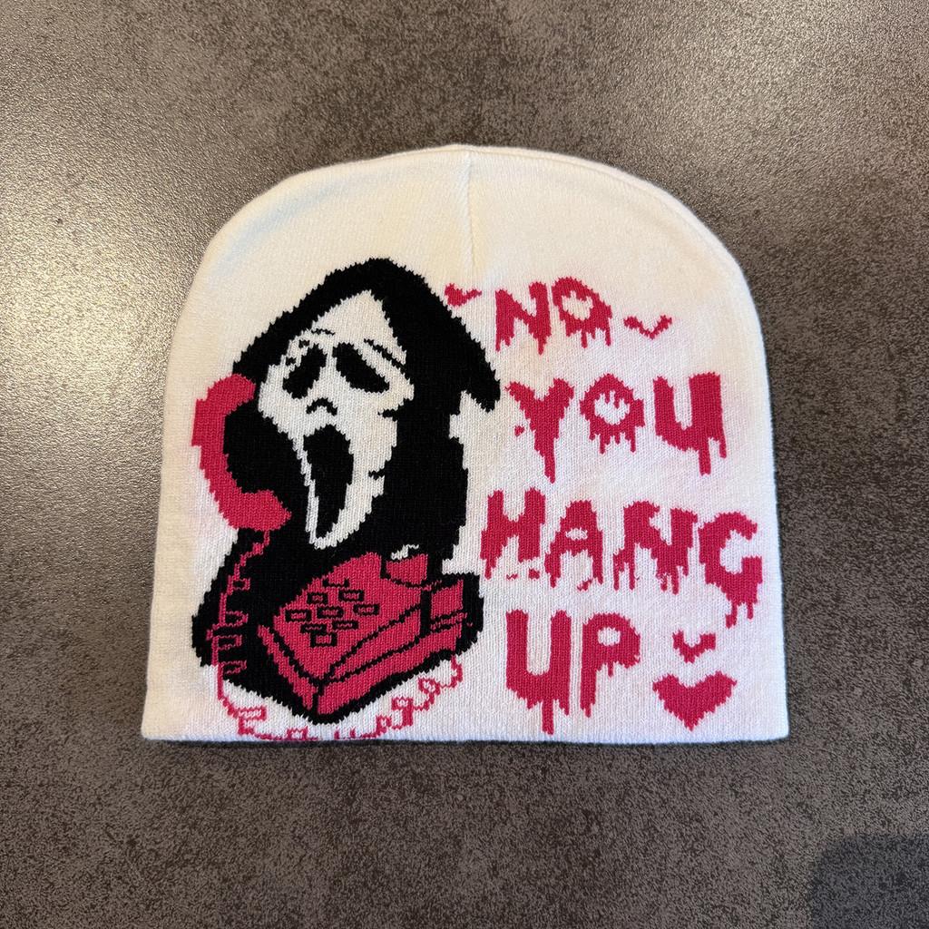 Ghost Pattern Halloween Letter Knitted Hat For Trendy Casual And Use Outdoor