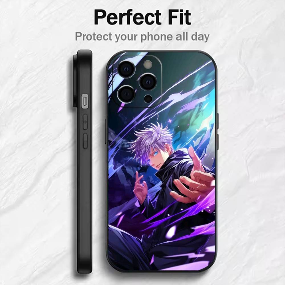 Hot-Blood Gojo Satoru J-Jujutsu Kaisen Phone Case For iPhone17,16,15,14,13,12 Plus,Max Soft Silicone Black Cover
