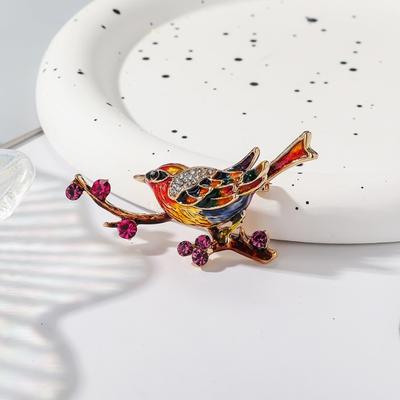 Elsterbrosche, Emaille, Öltropfen, Strass-Dekor, chinesischer Stil, Vogel und Brunch, Kleidernadel, poliert, Mantelkragen, Tasche, Schal, Hut, Dekoration, Kleidernadel