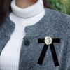 Camellia Flower Brooches Pin Pre-Tied Bowknot Pin Collar Neck Clips Wedding Party Bow Tie Neck Tie Lapel Pins for Women Girls