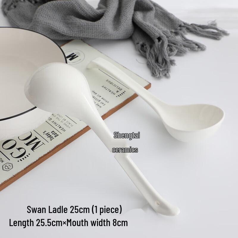 Qiwei Extra Large Ceramic Long-Handled Soup and Stirring Spoon