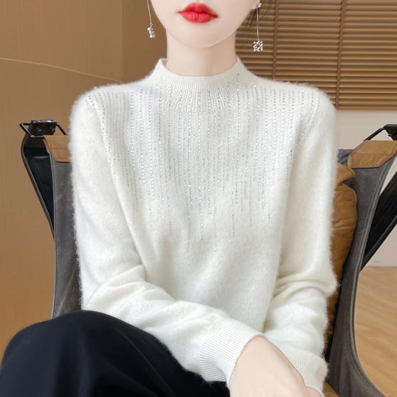 Women's Cashmere Sweater Qinghe Cashmere 30% Cashmere 70% Wool Autumn and Winter Pullover Warm and Fashionable