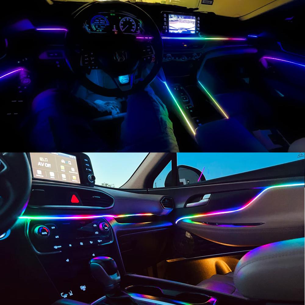 24 In 1 Universal Acrylic hidden LED Strip Light Symphony Ambient 64 Color RGB Car Interior APP music atmosphere Lighting