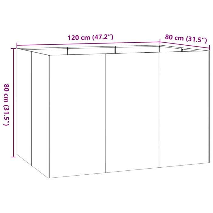 VidaXL Olive Green Planter 120x80x80 Cm Steel, Flower Pot, Plant Stand, Raised Bed, Planter Stand, Trough 860790