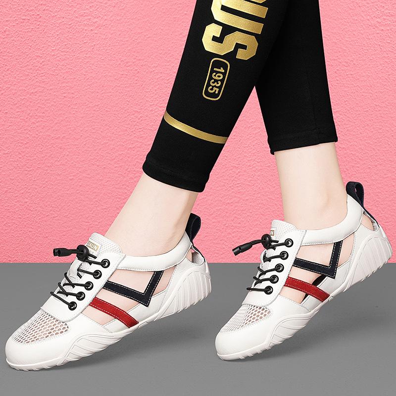 

Little white shoes women s new leather sports shoes spring and summer travel versatile flat casual shoes breathable women s shoes 34