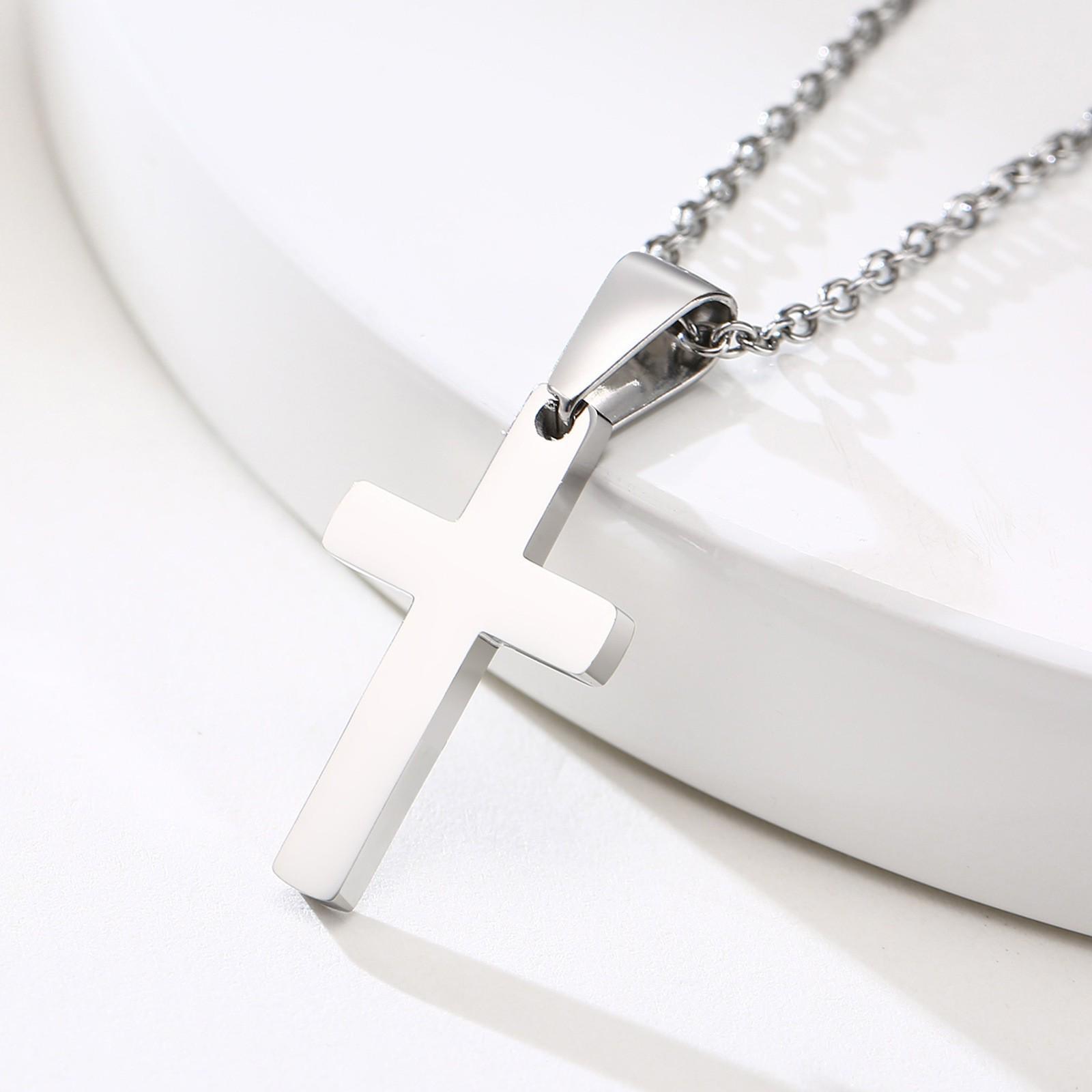 Stainless Steel Cross Necklace - Unisex European  American Hip Hop Fashion Style (PN-1479)