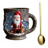 Festive Christmas Mug 3D Tree Bark Texture Themed Santa Reindeer Coffee Cup Resin Holiday Decor Novelty Gifts