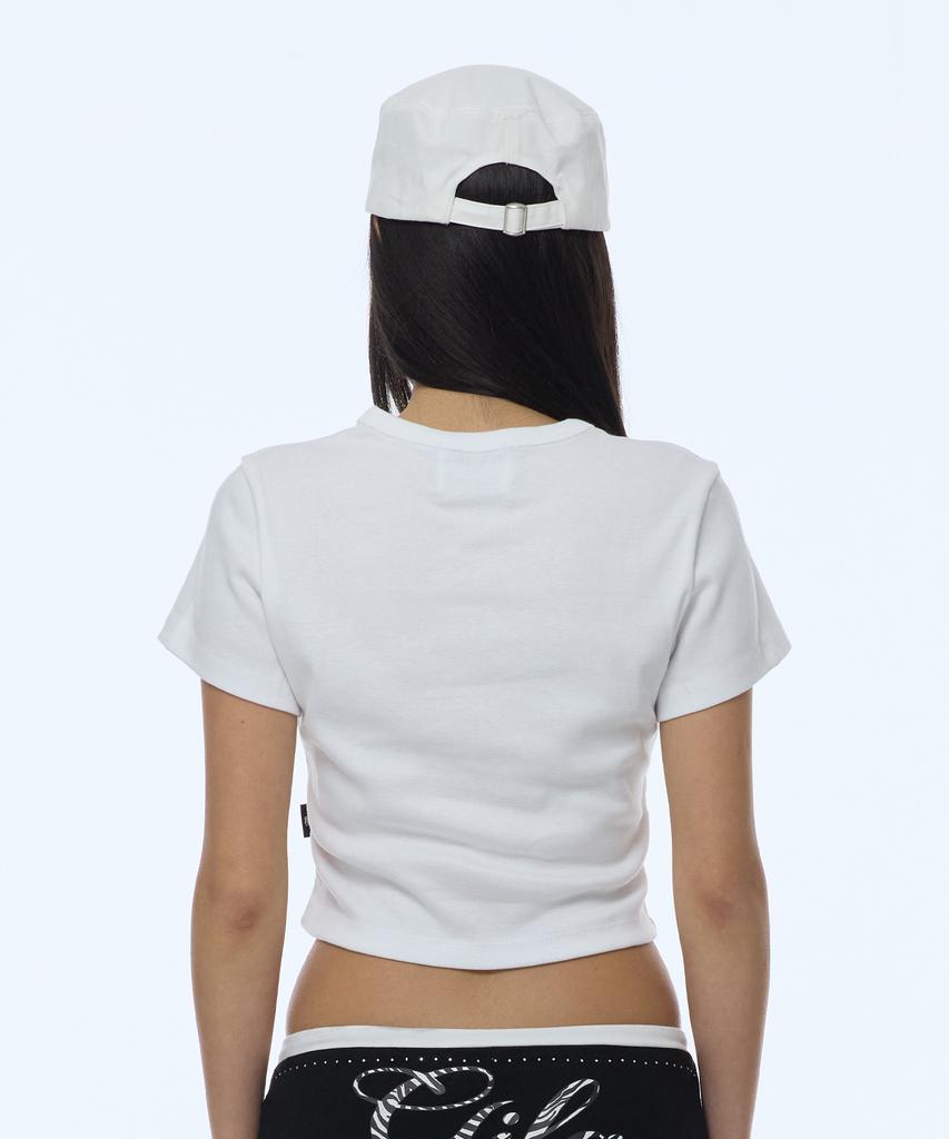 Gillaakaibeu Lettering Graphic Military Cap_White