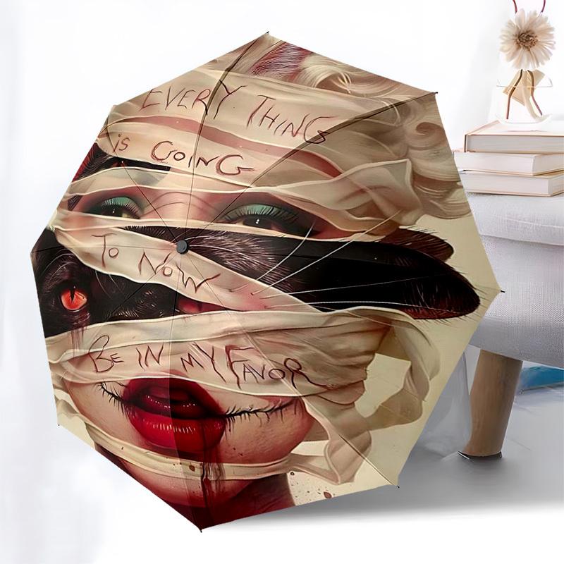 

1pc Everything is Going to Now Be in My Favor Automatic Opening/Closing Umbrella with 8-Bone Iron Frame, Portable Tri-Fold Design, Perfect for Fans, T