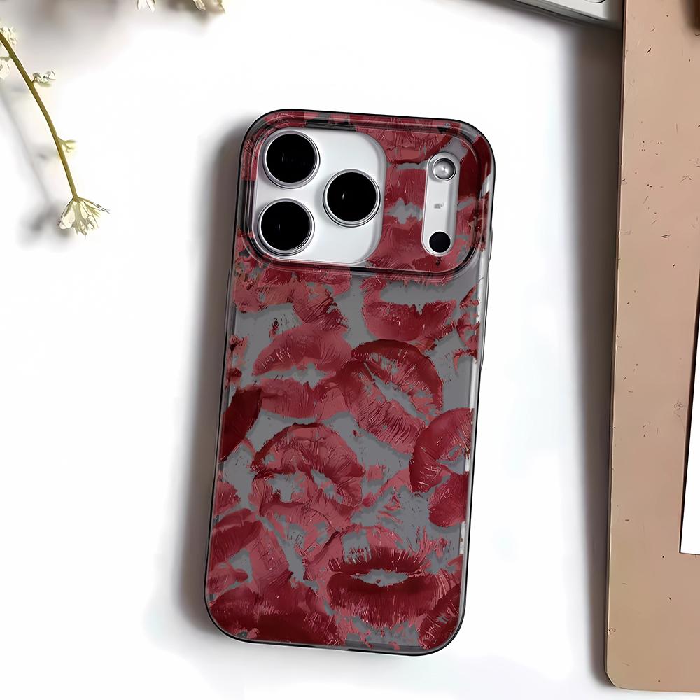 Ultra Slim Phone Case For Iphone 14 16 17 Air 15Plus 12 13 11 Pro Max Protective Thin Shell Sexy Red Lips Durable Flexible Cover