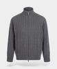 BIRBANTE Washable Cotton Cable Two-Way Knit Zip-Up - Grey