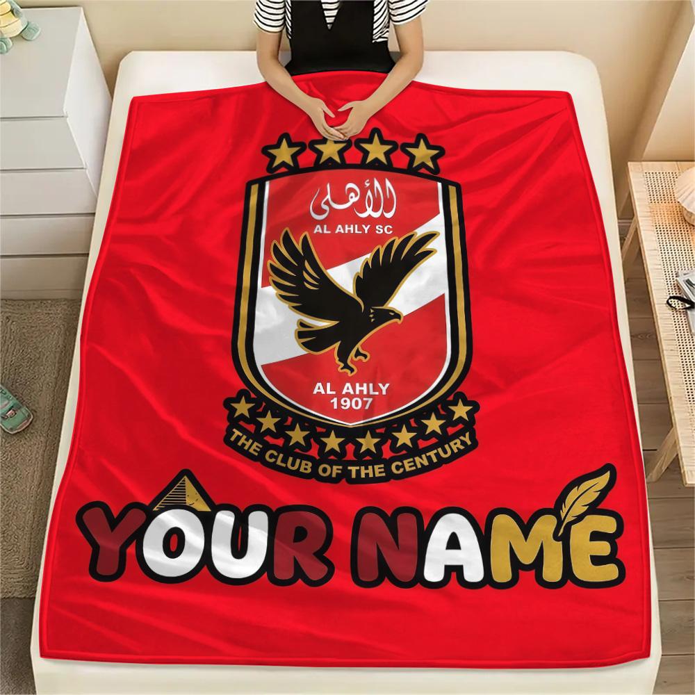 Custom Name Al Ahly SC Flannel Blanket, High Quality Comfortable for All Seasons, Home Decor, Warmth and Comfort