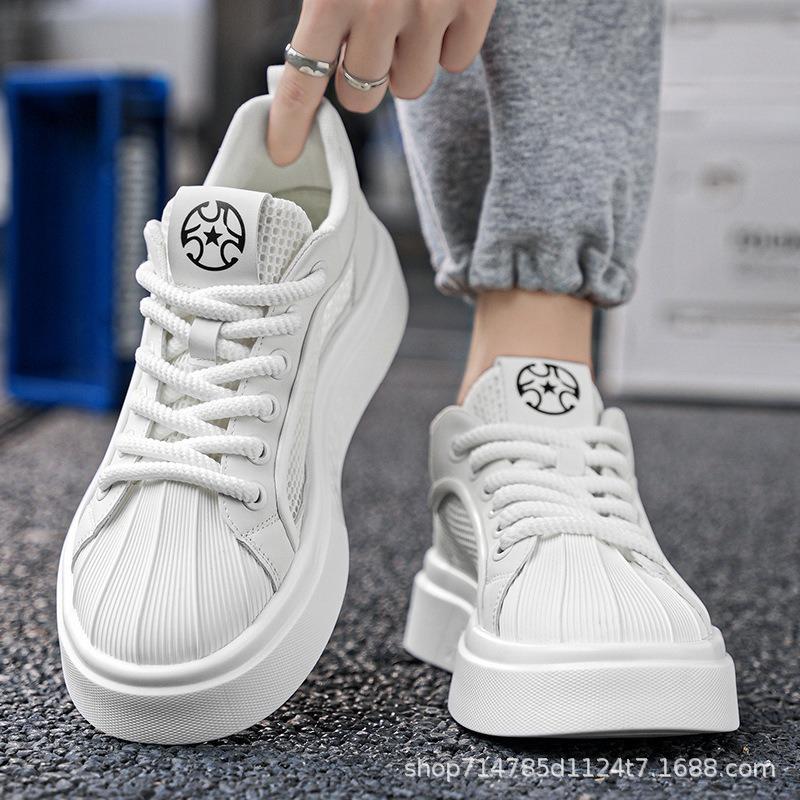 Little White Shoes Men's New Summer Mesh Breathable Thin Mesh Shoes Youth Sports Leisure Shell Head Board Shoes