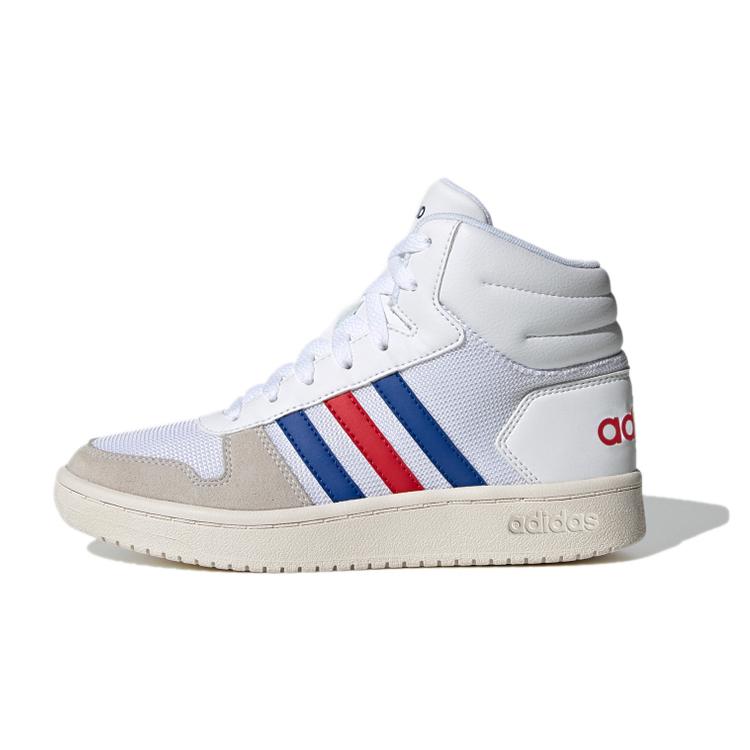 

Adidas Neo Hoops 2.0 Mid K Abrasion Resistant Breathable Mid top Vintage Basketball Shoes White Kids FW9121 35.5