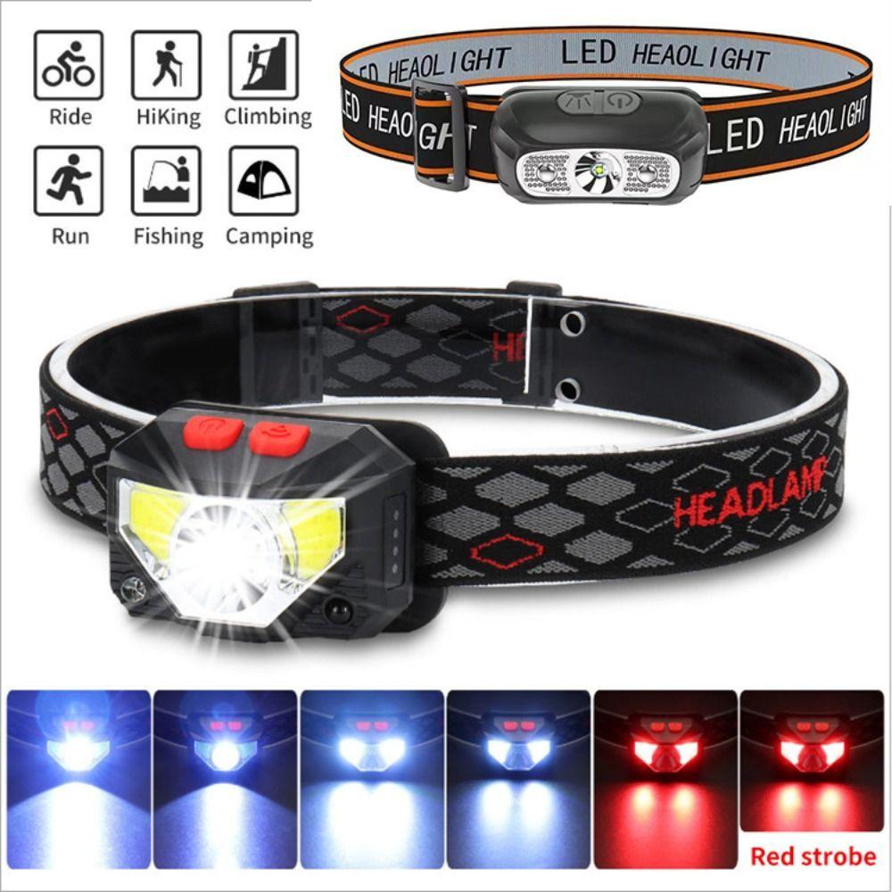 Super Bright LED Induction Headlamp USB Rechargeable Head Flashlight New COB Headlight  Fishing