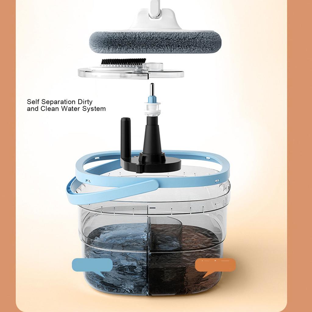 Spin Mop Bucket with Self Separation Dirty and Clean Water System Self Wringing 360 Degree Rotating Square Mop Head for Hardwood Tile Marble Floors