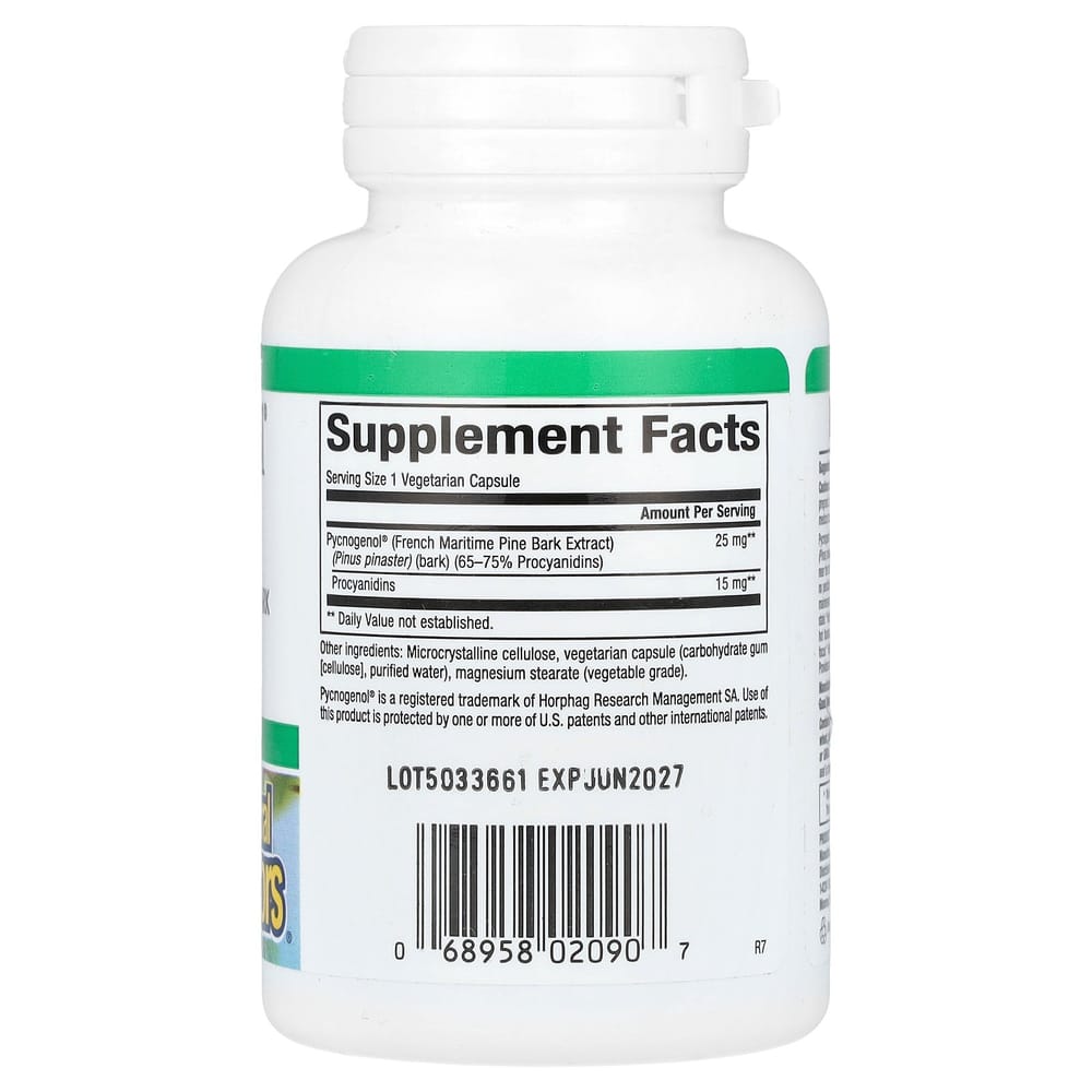 Natural Factors Pycnogenol 25mg Vegetarian Capsules, 60 Count