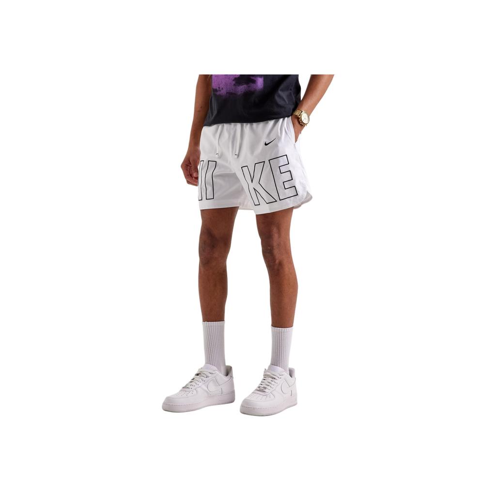 Nike Sportswear Letter Print Drawstring Straight Leg Sports Shorts Men shorts White FJ1653-100
