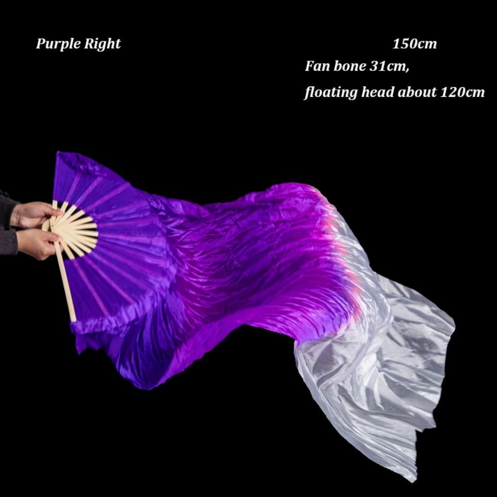 Gradient Color Belly Dancing Fan 150cm Length Multicolors Long Imitation Fan Dance Accessories Rayon Silk Fans For Kid Women