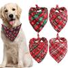 Dog Bandanas Large Pet Scarf Christmas Snow Print Dog Cotton Plaid WashableBow Ties Collar Cat Dog Scarf Large Dog Accessories