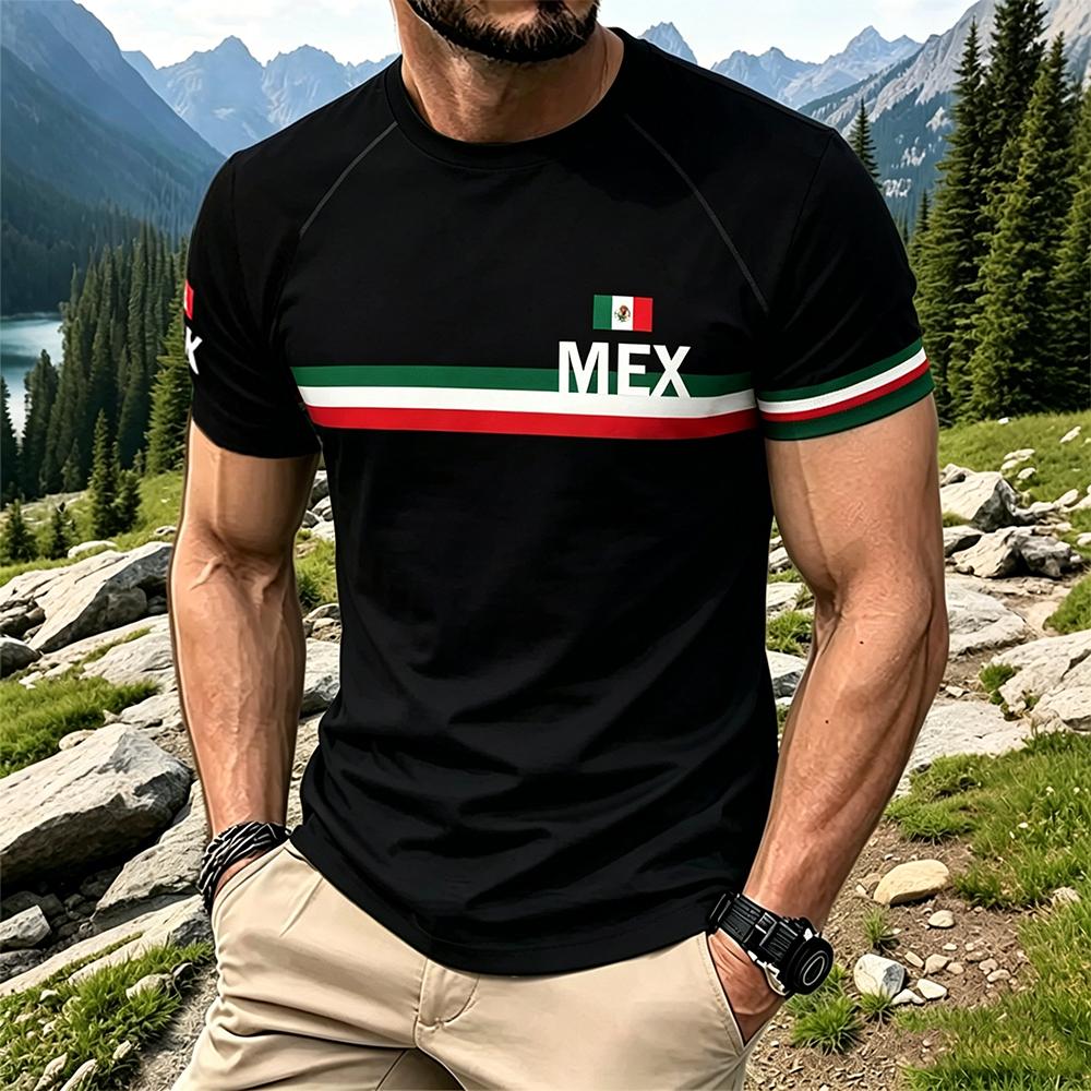 Mexico Sporty Style Print T-shirt Summer Outdoor Breathable Quick-drying Football Jersey Unisex Casual O-Neck Short Sleeve Top