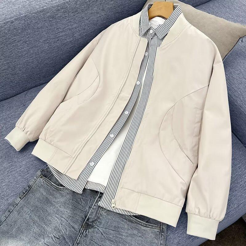 

American Cleanfit Harrington Jacket Set Men s Autumn and Winter Light Color Stand-up Collar Couple Baseball Cotton Jacket Flight Jacket M хаки