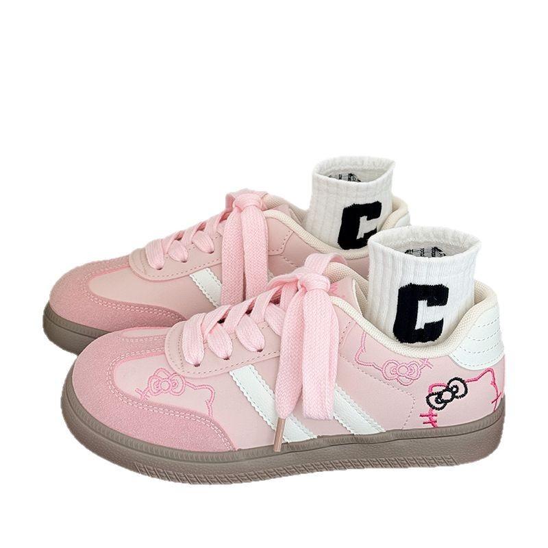 Pink board shoes female ugly cute spring new niche round head student sports little white shoes