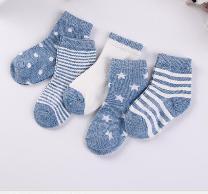 5 Pairs/lot 0 To 6 Years Kids Soft Cotton Socks Boy Girl Baby Cute Cartoon Warm Stripe Dots Fashion School Socks Autumn Winter