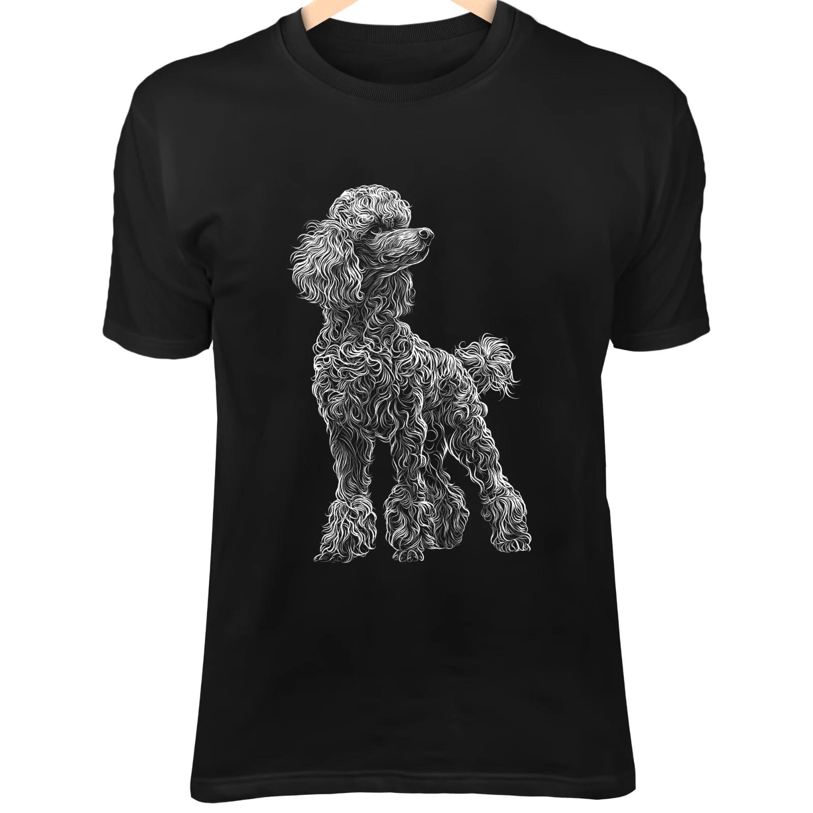 Poodle Dog Line Art - Fluffy Curly Fur, Elegant Minimalist Cartoon Design 4XL