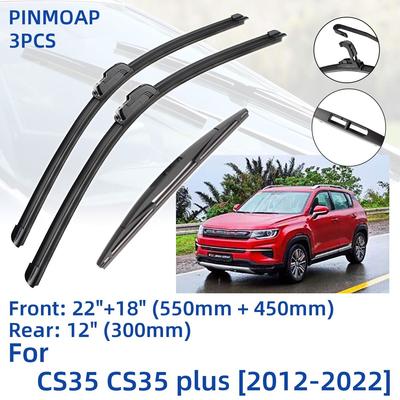 3PCS For CHANA CS35 CS35 Plus 2012-2022 22" 18" 12" Front Rear Wiper Blades Windshield Windscreen Window Cutter Accessories 2018 2019 2020 2021 2022