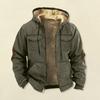 Herren Thermojacke mit Kapuze Kordelzug Langarm Einfarbig Jacke mit Taschen