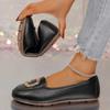 Mode Herbst Neu Flache Schuhe Damenmode Runde Zehenpartie Flacher Ausschnitt Metallschnalle Weiche Sohle Rutschfest Abriebfest Low-Top Schuhe