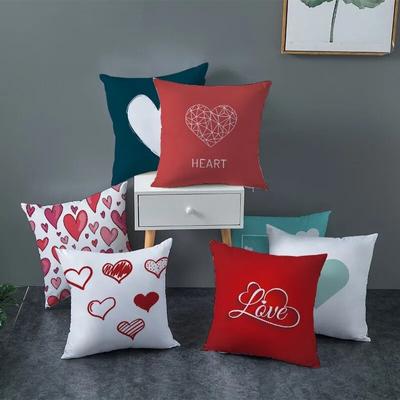 Seat Living Room Sofa Pillowcase Valentine's Day Love Cushion Cover Red Pink Heart  Home Decor